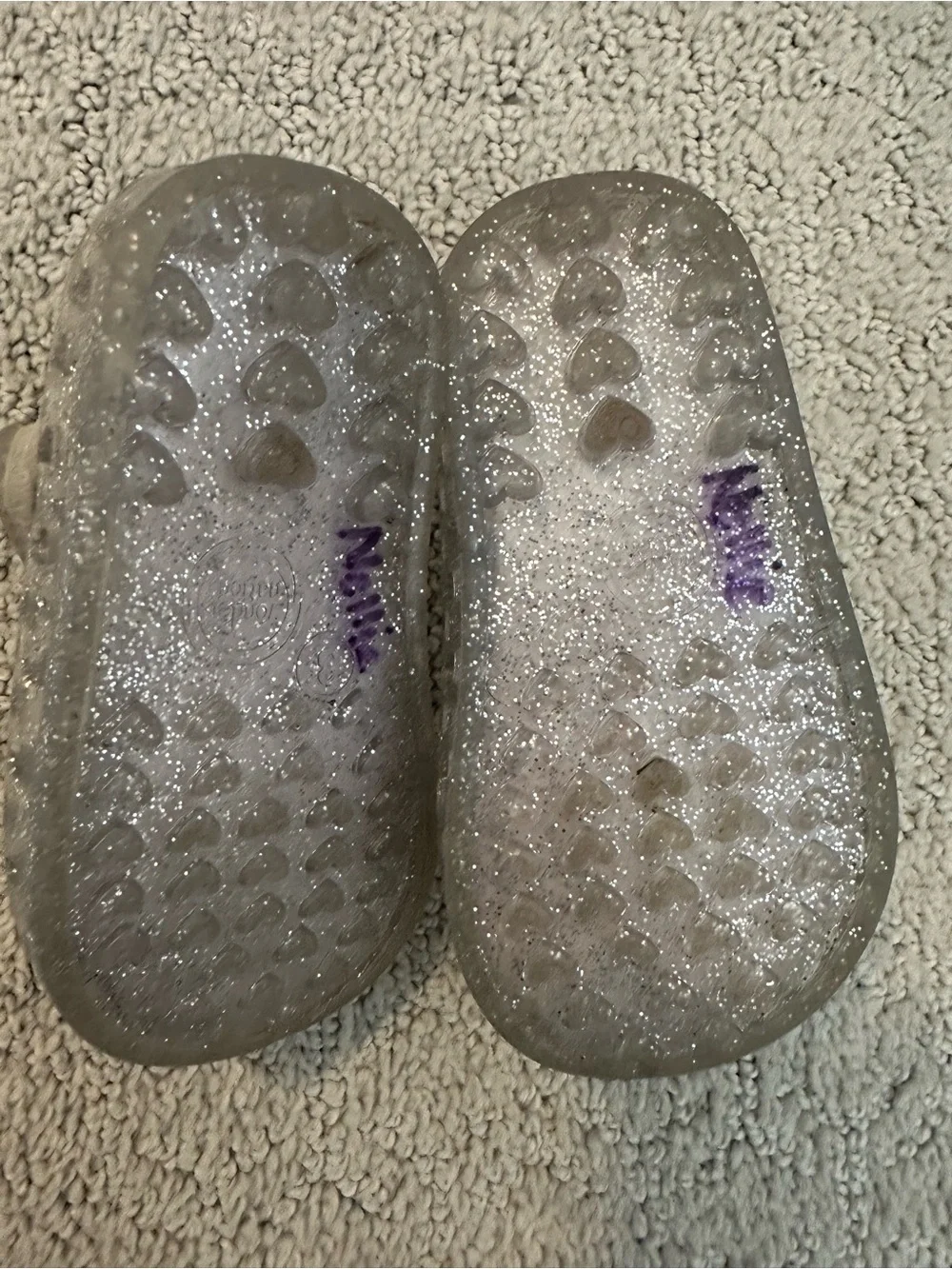 wonder nation Clear Glitter Jelly Mary Janes with Pink Butterfly Insole